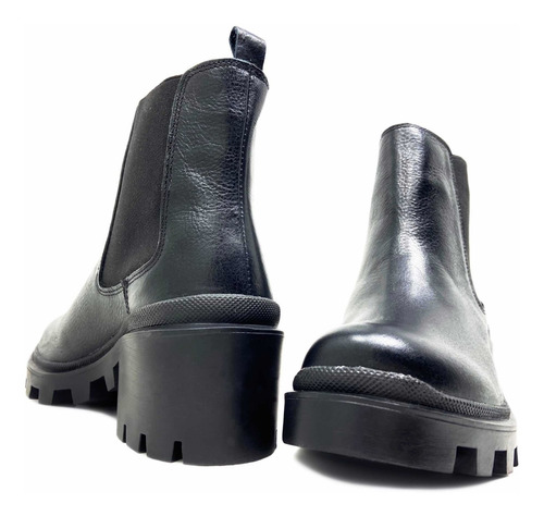 Imagen 4 de 6 de Botín Chelsea Estilo Combat Boot Fina Piel Vacuno Para Dama