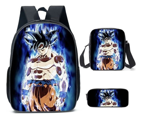 Mochila De 3 Piezas Son Goku Super Saiyan Para Escuela Prima