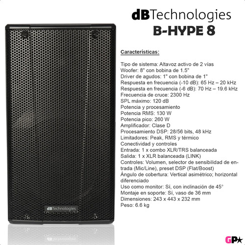 Bafle Activo Vivo 130w Rms Dsp 8 Db Technologies B-hype 8