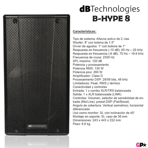 Bafle Activo Vivo 130w Rms Dsp 8 Db Technologies B-hype 8