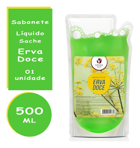 Imagem 1 de 1 de Sachê De Sabonete Líquido Erva Doce 500ml Viver Mais