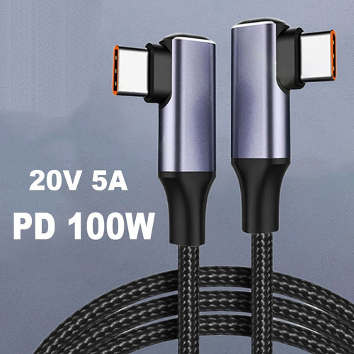 Cable De Carga Rápida Pd 100w Usb C A Usb Tipo C 90 Grados