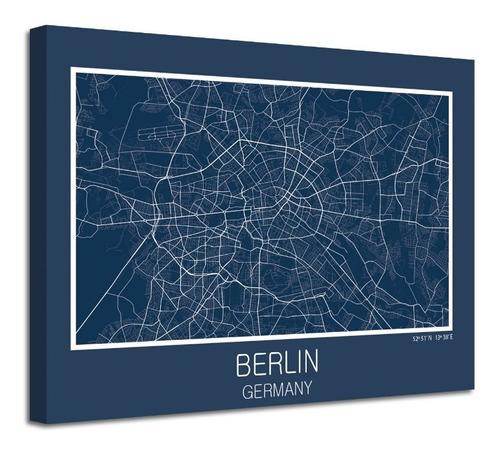 Cuadro Berlin Germany Mapa En Lienzo Decorativo Foto Canvas