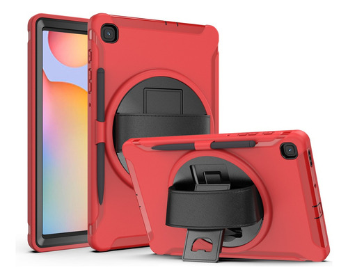 Funda Para iPad 10.2  2019 Armor Roja Giratorio + Parante