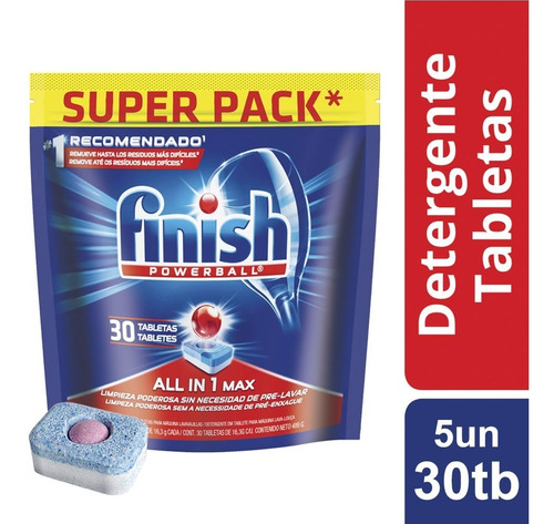 Imagen 2 de 7 de Combo Tabletas Lavavajillas Automatico Doypack Finish 30u X5