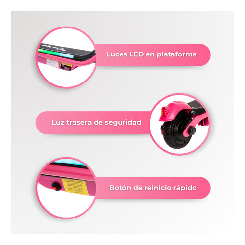 Eco-forte Scooter Patín Eléctrico Sg10 Luces Led Color Rosa