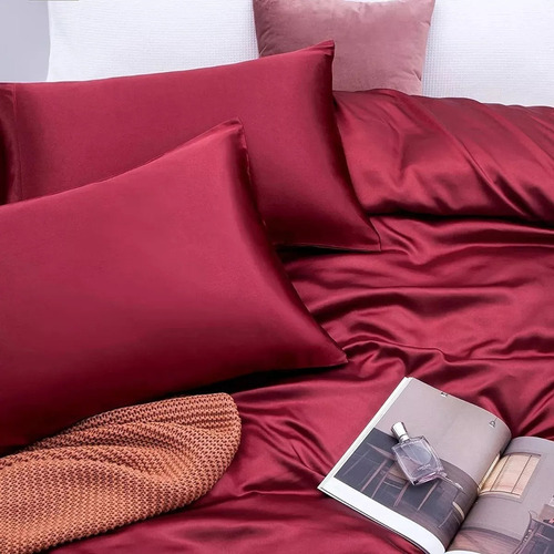Conjunto De Cama Doble Matrimonial Juego De Seda De 4piezas