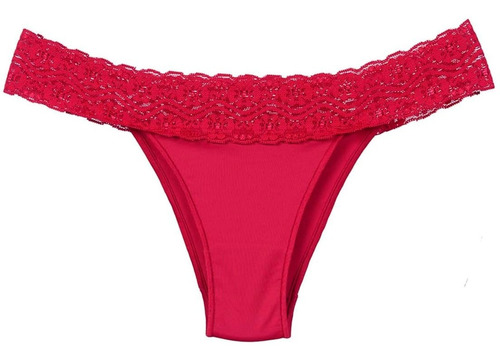 Bikini Microfibra Con Encaje Rojo