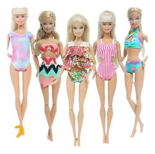 Ropa Muñecas Set De 5 Trajes De Baño Barbiele