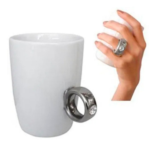 Imagen 2 de 5 de Taza Imprortada Ceramica Anillo Compromiso Hype Con Piedrita
