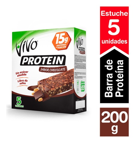 Barra Proteína Vivo Chocolate 5 Un 40 Gr