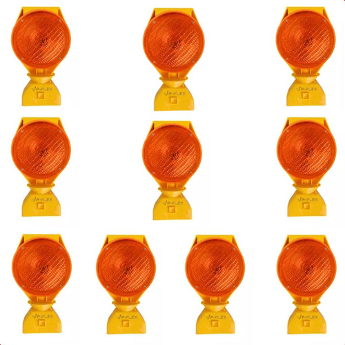 Kit 10 Sinalizador Energia Solar Automático Resistente Obra