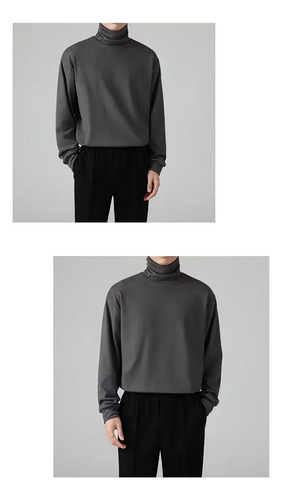 Camiseta De Terciopelo De Manga Larga Con Cuello Alto Para H