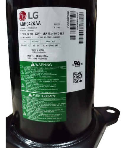 Compresor Scroll LG Abh042kaa 1fase, 208/230v, R410a