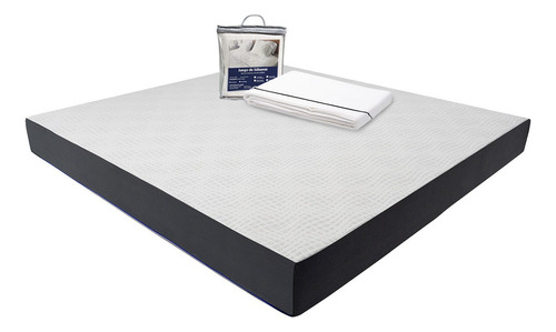 Colchón King Size En Caja 20 Cm Altura + Juego De Sábanas Blanco Con Gris