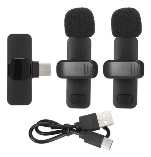 Microfono Inalambrico Dual K9 Usb-c Para Móviles Y Tablet Negro