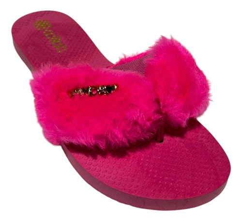 Chinelo Coloridos Rasteirinha Pelúcia