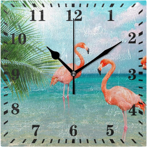 Reloj De Pared Con Diseño De Flamenco Y Playa, Reloj Colgant