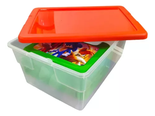 CAJA MULTIUSOS PLASTICO 10 L NUMERO 24 TAPA DE COLOR CON ASA 385X230X175 MM