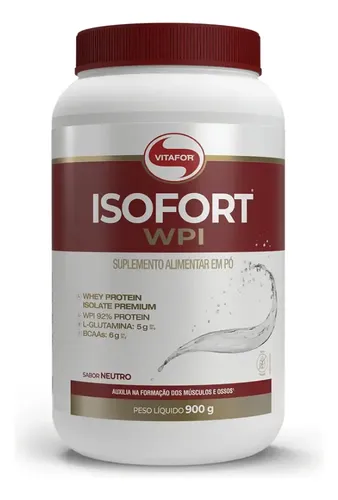 Whey Protein Isolado Isofort Neutro Pote 900g Vitafor