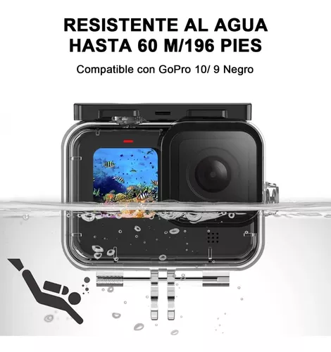 TELESIN Funda impermeable para GoPro Hero 11 Hero 10 Hero 9 Negro, carcasa  de buceo subacuática compatible con buceo profundo de 60 M/196 pies con
