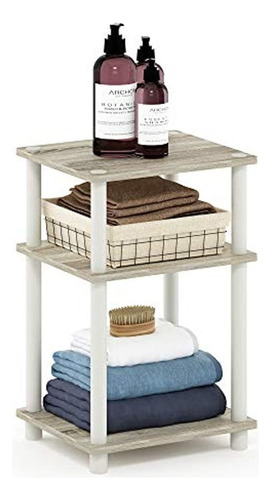 Mesa Auxiliar Furinno Just De 3 Niveles, Paquete De 1, Roble