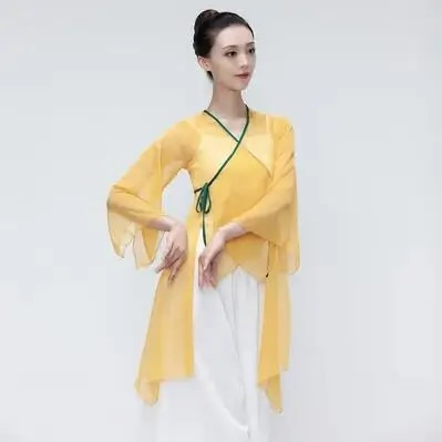 Blusa De Gasa Hanfu Practice Folk Dancewear De Al Costumes