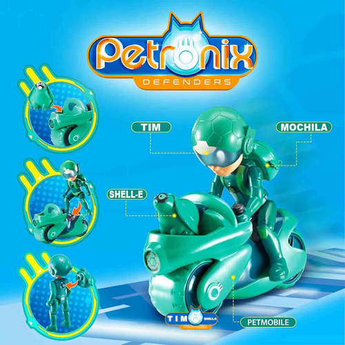 Petronix Bonecos Tim E Shell-e + Petmóvel + Acessório - Fun