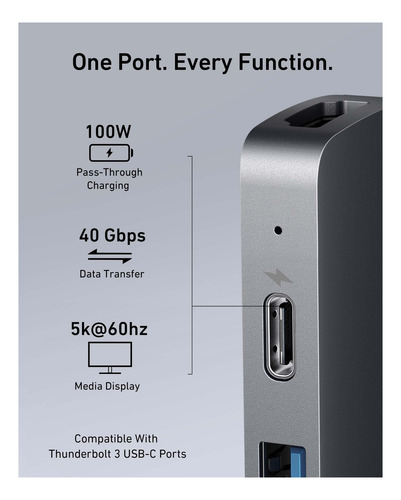 Hub Usb C Anker 7 En 2 Para Macbook Con Suministro De Alimen