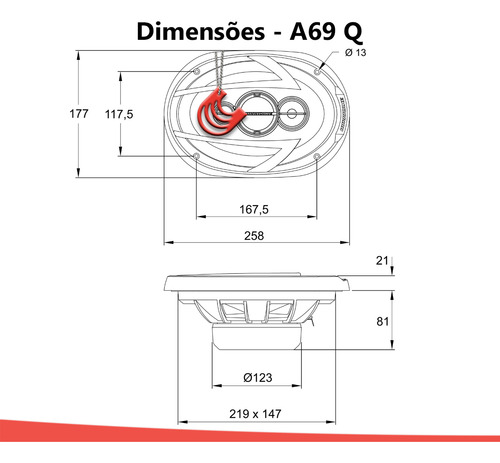 Par Alto Falante 6x9 Automotivo Som 520w Hurricane A69q Cor Preto