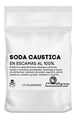 Soda Caustica En Escamas Al 100 %  Bolsa 1/2 Kilo