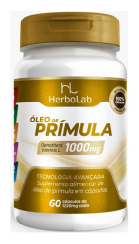 Óleo De Prímula Controle Tpm E Menopausa 60 Caps Herbolab Sabor Sem Sabor