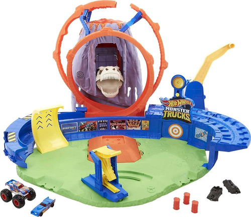 Pista Hot Wheels Monster Trucks T-rex Volcano Arena-envío Ya