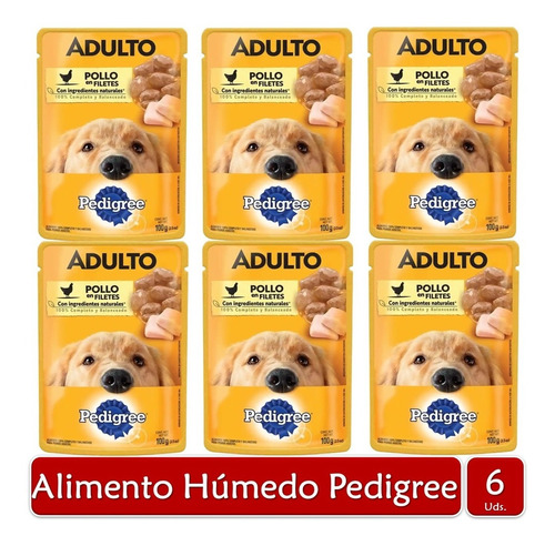 Pedigree Alimento Húmedo Para Perro Adulto Pollo 100g X6