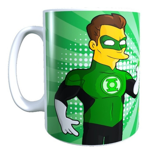 Taza Dia Del Padre, Papá Heroe, Linterna Verde Simpson