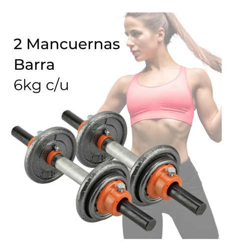 Par Mancuernas 6kg C/mancuernas Con Discos Aprox. 12kg (par)