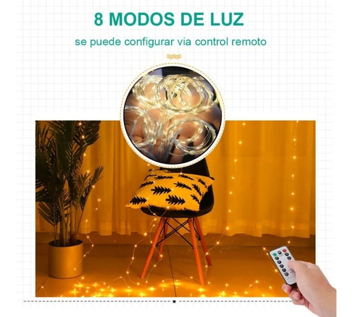 Imagen 3 de 6 de Cortinas De Luces Led 3x3metros 300 Leds Usb 8 Modos