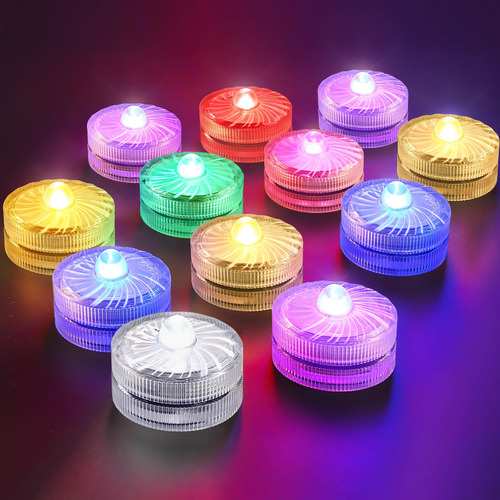 Hl Luces Led Sumergibles, Velas Rgb Sin Llama, Impermeables,