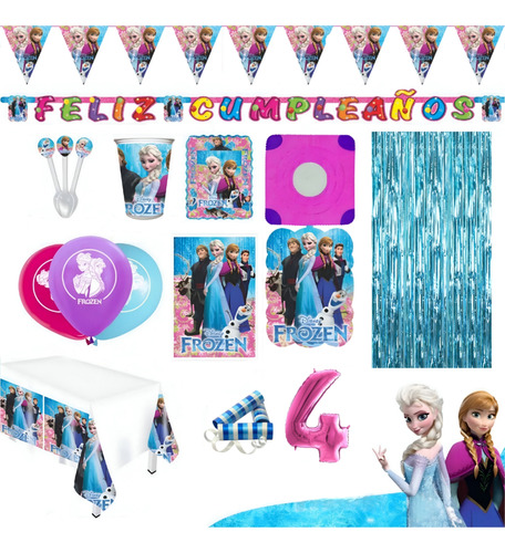 Kit Infantil Decoración Fiesta - Frozen X36 Invitados