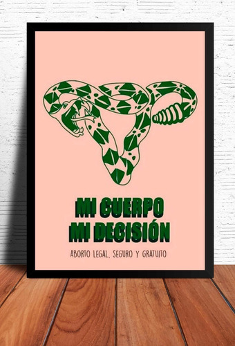 Cuadro Mujer Aborto Legal Ilustracion Marco Negro 33x48cm