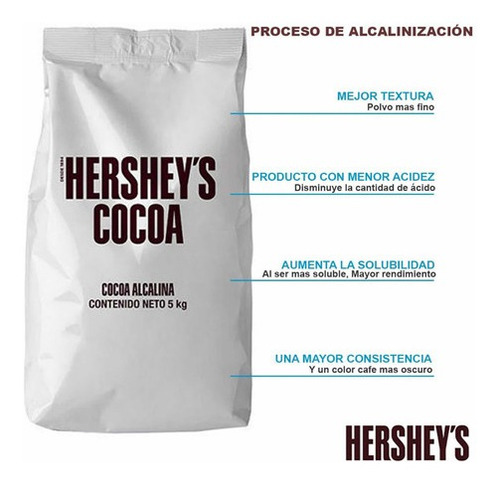 Cocoa Oscura Alacalina Pasteles Hershey´s 5kg Premium