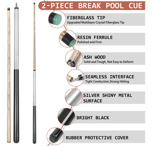 Kmise Break Cue Stick21~23oz Pool Stick57 Inch 2-piece Break