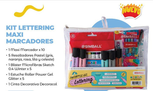 Kit De Lettering Simball 27 Piezas Resaltadores Microfibras