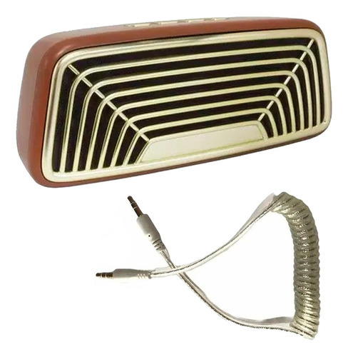 Caixa Som Retrô Vintage Marrom Bluetooth + Cabo Auxiliar P2