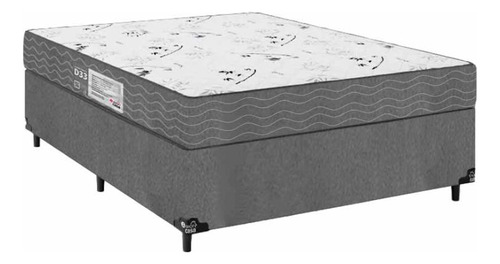 Cama Box Casal + Colchão D33 One Face - Suede Cinza