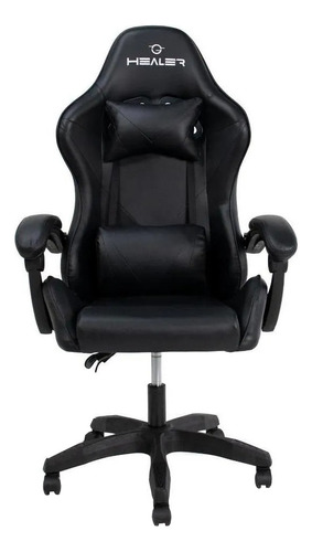 Cadeira de escritório Healer Lancer gamer ergonômica  preta com estofado de couro sintético