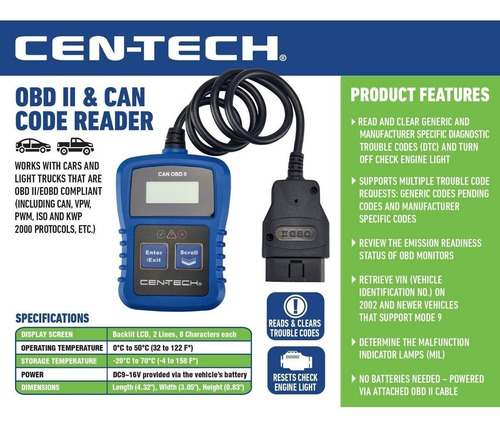 Lector De Códigos Obd Ii Cen-tech