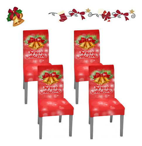 Adorno Navideño De 4 Fundas For Sillas De Comedor.