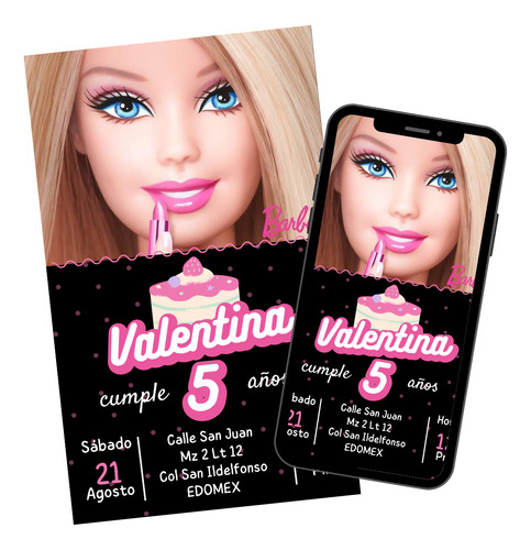 Invitación Digital De Barbie Personalizada