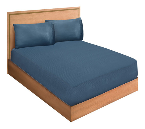 Sabana Relax Azul Matrimonial Cubre Hasta 40 Cm De Cajón Diseño de la tela Liso